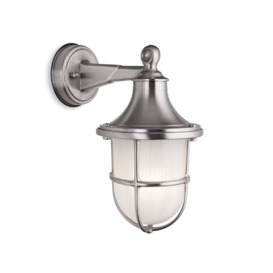 Firstlight 2838NC Nautic Outdoor Solid Brass Wall Light In Nickel Finish With Frosted Glass IP64