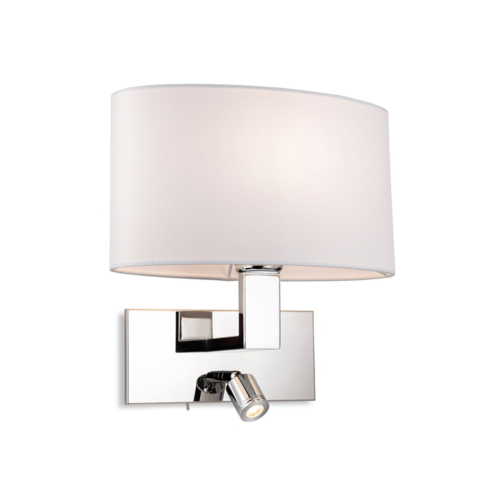 Firstlight 4938CH Webster 2 Light Switched Wall Light With Reading Light In Chrome With Cream Shade