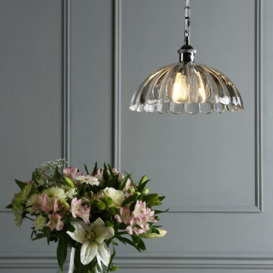 Laura Ashley Salisbury Ceiling Pendant In Polished Chrome With Ribbed Glass Shade