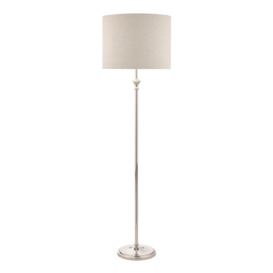 Laura Ashley Highgrove Floor Lamp In Polished Nickel With Natural Linen Shade