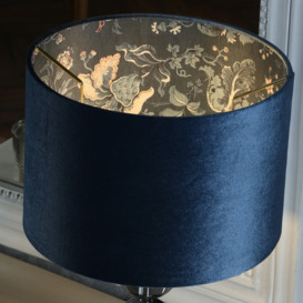 "Laura Ashley Portia Shallow Drum Shade In Blue Velvet Finish 30.5cm/12"""