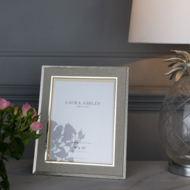 Laura Ashley Harrison Photo Frame In Polished Silver Finish With Natural Linen Detail 8x10 inch