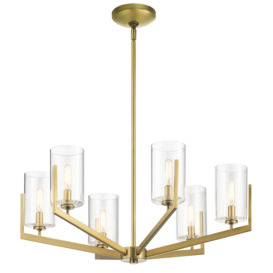 Quintiesse QN-NYE6-BNB Nye 6 Light Ceiling Chandelier in Brushed Natural Brass Finish