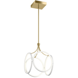 Quintiesse QN-CIRI-P-WH Ciri Integral LED Ceiling Pendant Light In White With Champagne Gold Detail