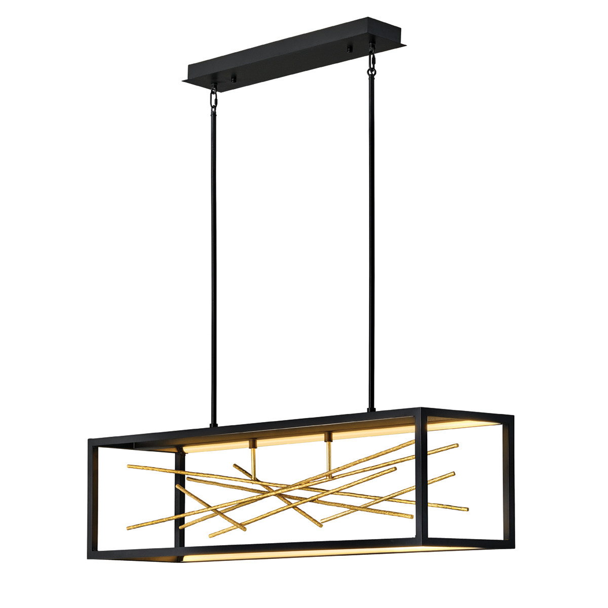 Quintiesse QN-STYX-LED-ISLE-BG Styx Dimmable LED Island Pendant Light In Black And Gold Finish
