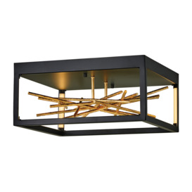 Quintiesse QN-STYX-LED-F-BG Styx Dimmable LED Flush Ceiling Light In Black And Gold Finish