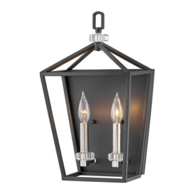 Quintiesse QN-STINSON2-BK Stinson Twin Wall Light In Black And Polished Nickel Finish