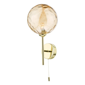 Dar Lighting Cohen Wall Light In Polished Gold Finish With Round Champagne Glass COH0735-11