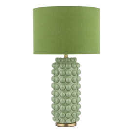 Dar Lighting Etzel Table Lamp In Olive Green Finish With Green Linen Shade ETZ4224