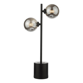 Dar Lighting Spiral 2 Light Table Lamp In Matt Black Finish With Smoked Glass SPI4222-01