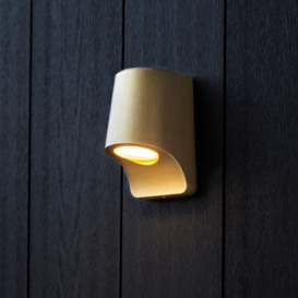 Unique Outdoor LED Wall Light In Brushed Gold Finish With Frosted Glass Diffuser IP44