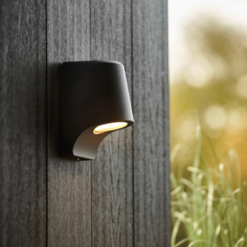 Unique Outdoor LED Wall Light In Matt Black Finish With Frosted Glass Diffuser IP44