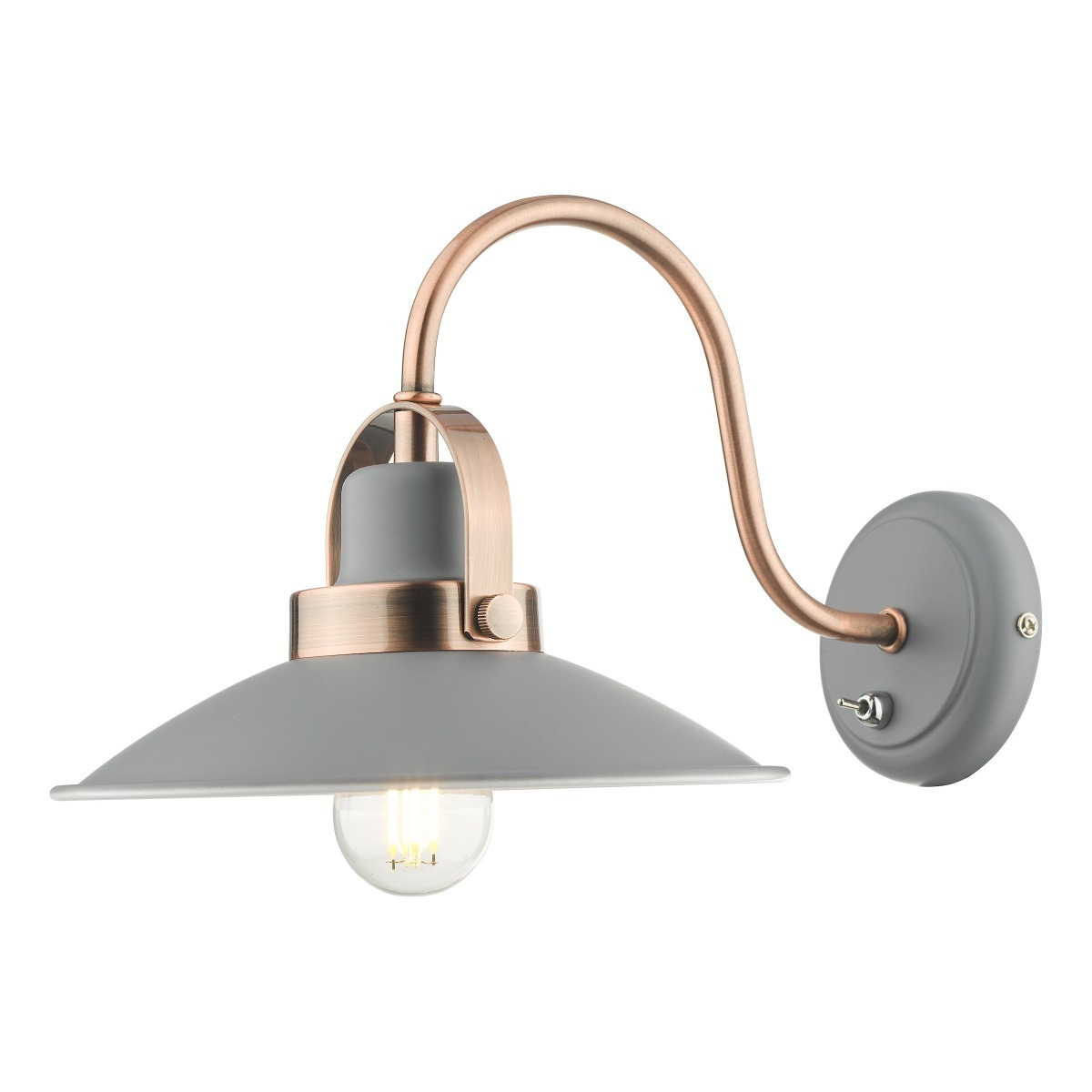 Dar Lighting Liden Single Wall Light In Grey And Copper Finish