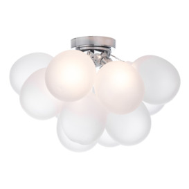 Dar Lighting Bubbles 4 Light Flush Ceiling Light In Polished Chrome With Frosted Glass