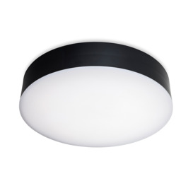 Firstlight 3842BK Glaze LED Resin Outdoor Flush Ceiling Light In Black With White Diffuser IP65