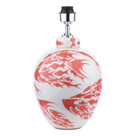 Dar Lighting Simone Ceramic Table Lamp In Coral With White Fish Pattern - Base Only
