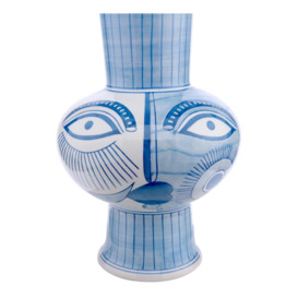 Dar Lighting Picasso Large Ceramic Table Lamp In  Blue And White Face Print - Base Only