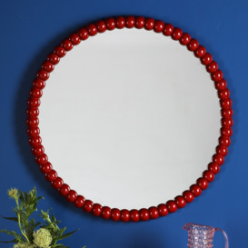 Dar Lighting Ruan Red Bobble Frame Mirror 70 cm