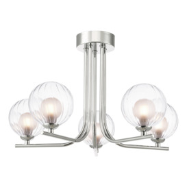 Dar Lighting Cradle 5 Light Semi Flush Ceiling Light In Polished Chrome With Clear And Opal Glass