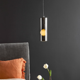 Dar Lighting Diaz Ceiling Pendant Light In Chrome With Smoked Glass