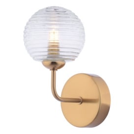 Dar Lighting Feya Wall Light In Antique Bronze With Ribbed Glass