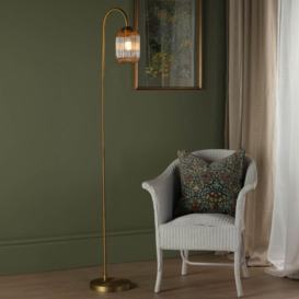 Dar Lighting Idra Floor Lamp In Aged Bronze With Champagne Ribbed Glass Shade