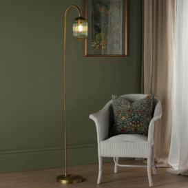 Dar Lighting Idra Floor Lamp In Aged Bronze With Green Ribbed Glass Shade
