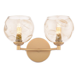 Dar Lighting Izzy 2 Light Wall Light In Gold With Champagne Dimpled Glass