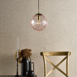 Dar Lighting Ripple Ceiling Pendant Light In Bronze Finish With Pink Glass