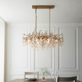 Osier 6 Light Ceiling Pendant Light In Aged Gold With Champagne Lustre Glass