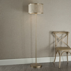 Dar Lighting Fenella 3 Light Floor Lamp In Gold Leaf Finish With Seagrass Shade FEN4935