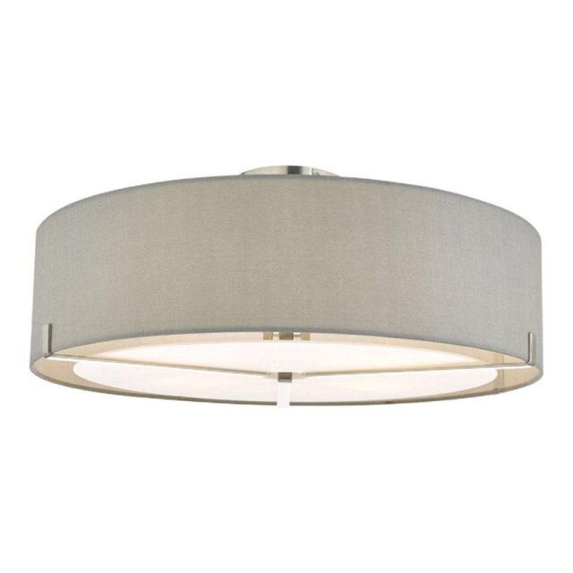 Dar SAN5339 Santino 3 Light Semi Flush Ceiling Light In Satin Chrome With Grey Shade