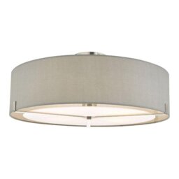 Dar SAN5339 Santino 3 Light Semi Flush Ceiling Light In Satin Chrome With Grey Shade