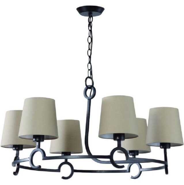 Mantra M5210 Argi 6 Light Round Pendant In Brown Oxide With Brown Shades