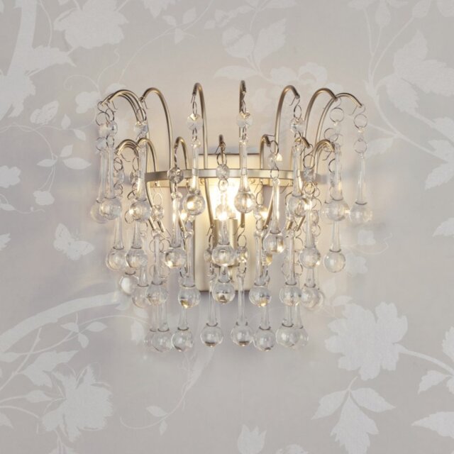 Laura Ashley Willow Wall Light In Satin Champagne Finish With Crystal
