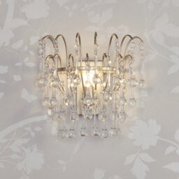Laura Ashley Willow Wall Light In Satin Champagne Finish With Crystal