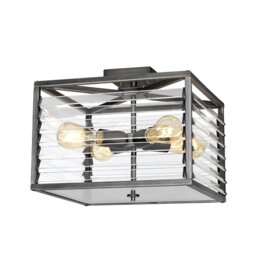 Elstead LOUVRE-4F Louvre Industrial 4 Light Flush Light In Gunmetal Finish