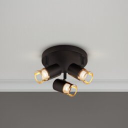 3483-3BG Laser 3 Light Round Ceiling Spotlight In Black And Gold