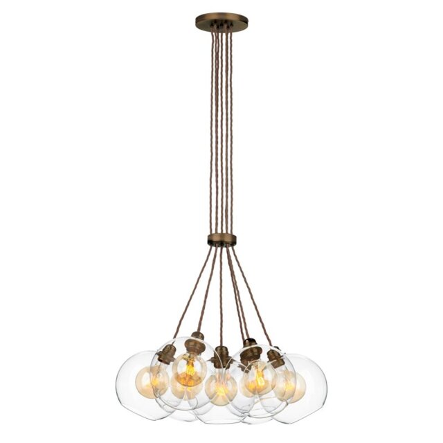 David Hunt Lighting APO3475C APOLLO 7 Light Ceiling Pendant In Antique Brass Finish