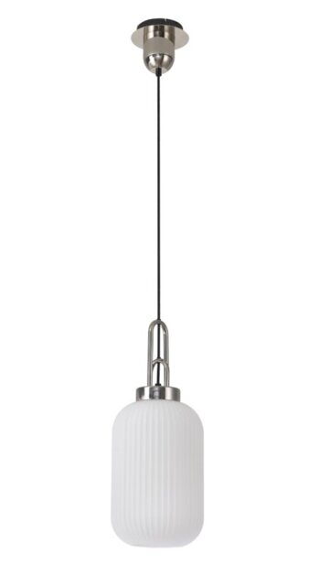 Glenn 1 Light Tubular Ceiling Pendant in Polished Nickel With Opal Glass