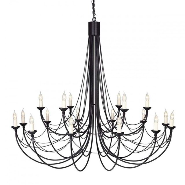 Elstead CB18 BLACK Carisbrooke 18 Light Two Tier Multi-Arm Chandelier In Black - Fitting Only