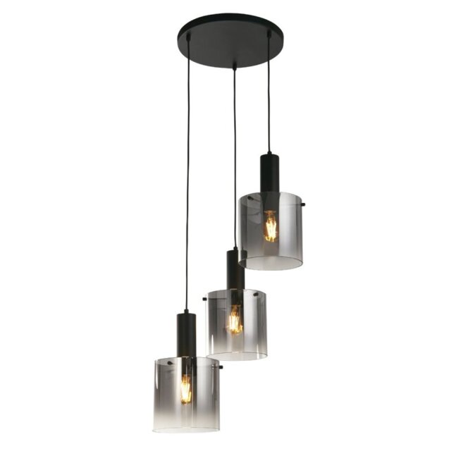 Searchlight Sweden 3 Light Cluster Ceiling Pendant In Matt Black With Ombre Glass 88910-3BK
