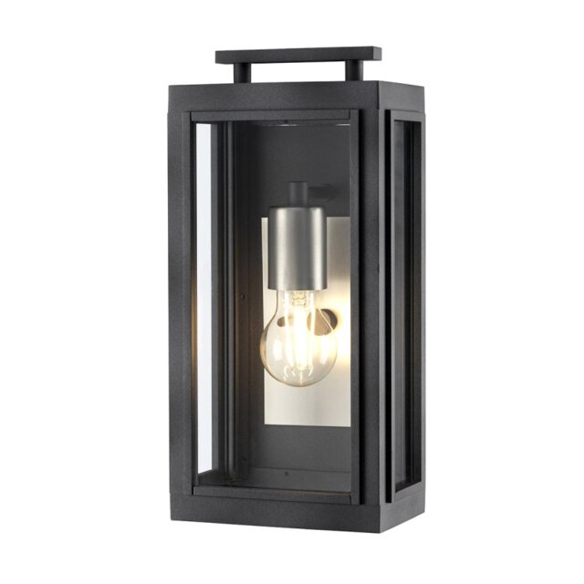 Quintiesse QN-SUTCLIFFE-S-AZ Sutcliffe Single Outdoor Wall Lantern In Aged Zinc And Antique Nickel IP44