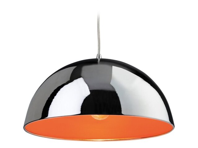 Firstlight 8622CHOR Bistro 1 Light Ceiling Pendant in Chrome and Orange