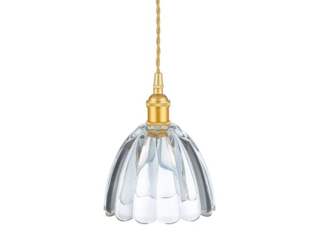 Firstlight 2906GO Wilshire 1 Light Small Ceiling Pendant Light In Satin Gold With Clear Decorative Glass