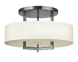 HK/HAMPTON/SF Hampton Antique Nickel Semi Flush Light with Shade