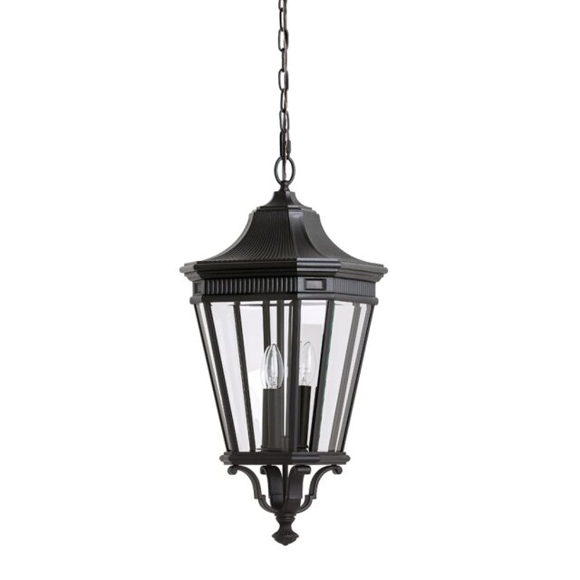 FE-COTSLN8-L BK Cotswold Lane 3 Light Large Chain Lantern Ceiling Light In Black
