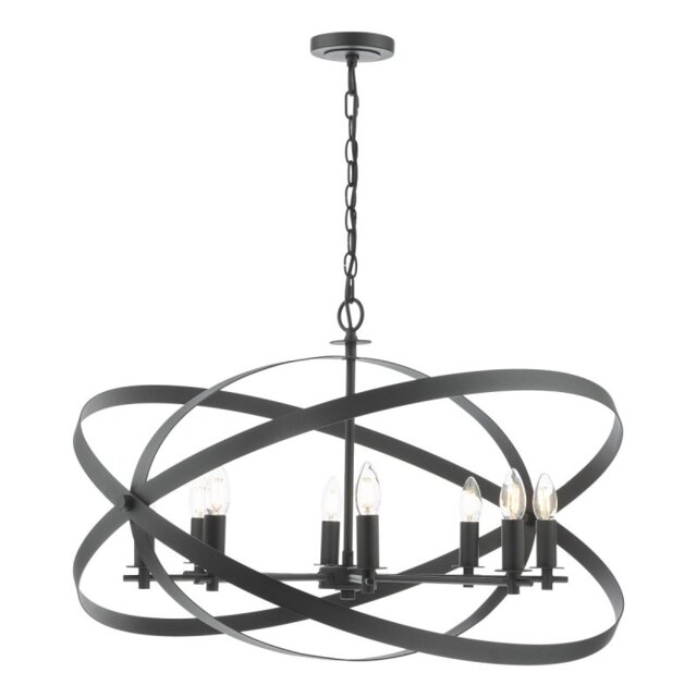 Dar Lighting Nitya 8 Light Ceiling Pendant Light In Matt Black Finish