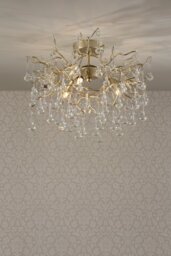Laura Ashley LA3756150-Q Willow 3 Light Crystal Semi Flush Ceiling Light In Champagne Finish