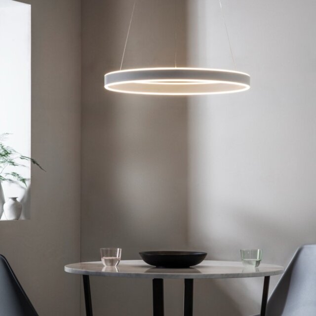 1 Ring Ceiling Pendant Light In Matt Nickel Plate And Frosted Acrylic